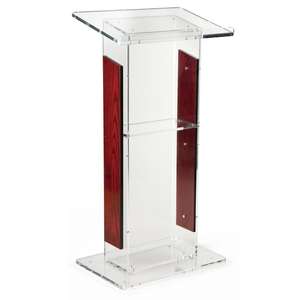 VONVIK Pupitre transparent Pupitre d'église en acrylique podium <span class=keywords><strong>chaire</strong></span> personnalisée pour l'école <span class=keywords><strong>de</strong></span> l'église avec étagère/garniture en bois - Product Image 1