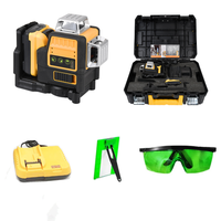 Laser 4D a 12 Linee Rotante a 360° per Esterni/Interni, Raggio Verde Autolivellante, Precisione 2.5mm, Controllo Remoto, Laser Orizzontale e Verticale