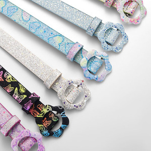 Cinturón Infantil Moderno con Diseño de Estrellas para Niñas, Brillante, de Cuero PU, Estilo Coreano, Combinable con Todo, Accesorio de Moda - Product Image 4