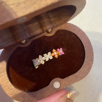 Bague ajustable R22 en laiton plaqué argent avec zircone cubique œuf de pigeon, grappe de fleurs colorées, bijoux de luxe tendance, vente en gros