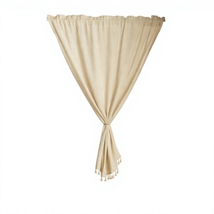 XinLan Cantonnière à franges semi-transparente <span class=keywords><strong>sans</strong></span> perçage, à passe-<span class=keywords><strong>tringle</strong></span>, demi-rideau pour cuisine et salle de bain, rideau d'intimité sur mesure pour <span class=keywords><strong>baie</strong></span> vitrée - Product Image 1