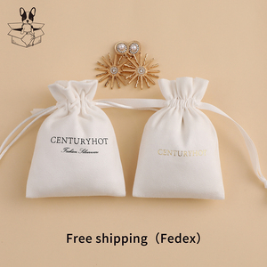 Pochettes à bijoux en daim souple, sacs d'emballage blancs à cordon de serrage personnalisé avec Logo personnalisé - Product Image 2