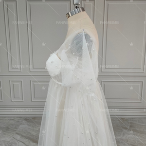 Foto de alta calidad blanco perla tul Puff <span class=keywords><strong>vestido</strong></span> de maternidad de manga larga para Baby Shower Sexy frente abierto bata de mujer <span class=keywords><strong>embarazada</strong></span> - Product Image 5