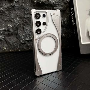 Lujosa funda de teléfono <span class=keywords><strong>Samsung</strong></span> S25 Ultra360 ° con soporte giratorio Metal de aluminio sin marco <span class=keywords><strong>Samsung</strong></span> S24 S23 funda de teléfono Ultra transparente - Product Image 4