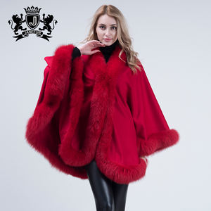 Cape en cachemire colorée avec <span class=keywords><strong>fourrure</strong></span> <span class=keywords><strong>de</strong></span> renard, châle en cachemire avec <span class=keywords><strong>fourrure</strong></span> - Product Image 4