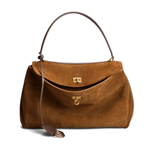 Foldable Brown Tote <b>Bag</b> With <b>Silver</b> Zipper And Gold Hardware Women Fashion Handbag - Product Image 2