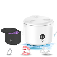 Nettoyeur dentaire ultrasonique professionnel 45 kHz avec lumière UV pour appareils de rétention, aligneurs, prothèses dentaires, protège-dents, bijoux, lunettes, 150 ml