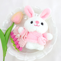 Nouvelle poupée animale en peluche de coton mignonne et douce, décoration de sac, petit lapin rose, porte-clés, pendentif de sac à dos en fourrure