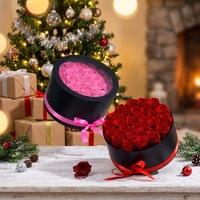 Boîte de 27 roses éternelles de luxe OEM, roses rouges préservées pour la remise des diplômes, Noël, la fête des mères, Pâques, la Saint-Valentin