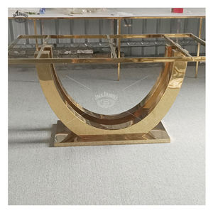 Table <span class=keywords><strong>console</strong></span> de haute qualité, moderne <span class=keywords><strong>et</strong></span> luxueuse, en acier inoxydable doré/or rose, avec plateau en marbre/<span class=keywords><strong>verre</strong></span>, pour salon, hôtel - Product Image 1