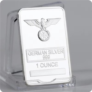 Rare barre en argent plaqué or de 1 once avec motif Aigle de la Liberté allemande et capsules de protection en acrylique, cadeaux, décoration intérieure - Product Image 1