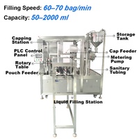 Machine de remplissage et de bouchage automatique haute vitesse à 4 buses pour sachets souples de liquides, sauces et pâtes (eau pure)