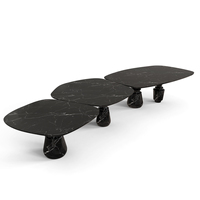 Table à manger modulaire en marbre noir élégante et luxueuse, artisanale, polyvalente pour l'intérieur et l'extérieur, pour la maison, la villa, l'hôtel, l'appartement