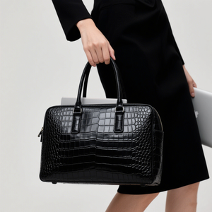 Produttore modello di coccodrillo su misura vera pelle di vacchetta in pelle di vacchetta borsetta da ufficio lavoro portatile borsa a mano per le donne - Product Image 6