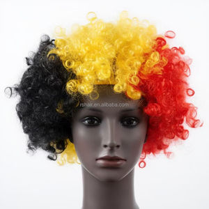 Peruca Colorida para Fãs de Futebol, Peruca Sintética com Cores de Bandeira Nacional, Acessório para Carnaval e Festivais - Product Image 5