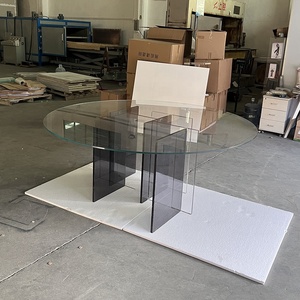Tavolo da pranzo rotondo personalizzato di fabbrica 10 posti centro isola tavolo acrilico <span class=keywords><strong>gambe</strong></span> tavolo di <span class=keywords><strong>vetro</strong></span> <span class=keywords><strong>per</strong></span> ristorante - Product Image 5