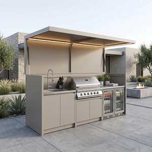 <b>Stainless</b> <b>Steel</b> Outdoor Kitchen Shed Customized Multi Functional Outdoor Kitchen BBQ Pod with Shelter Moisture Resistant Patio - Product Image 1