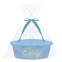Panier-cadeau personnalisé de petite taille avec sacs-cadeaux en coton tressé pour bébé et rubans – Ensemble durable