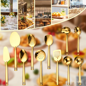 Juego de Utensilios de Cocina de Acero Inoxidable de 11 Piezas: Espumadera, Cuchara, Espátula Ranurada, Servidor de <span class=keywords><strong>Pasta</strong></span>, Utensilios para Hoteles y Restaurantes - Product Image 2