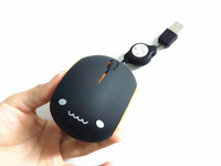 Mini taille USB filaire cordon rétractable dessin animé CuteCompact Mouse