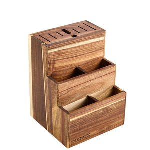 Durvex Acacia Wood Knife Block 17Pc Storage Rack <b>Desktop</b> Kitchen Utensil Organizer With Slots For Knives And Tools - Product Image 2