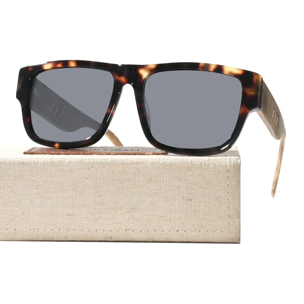 2023 big size acetate wooden temple sunglasses with polarized lens UV400 protection LS6021