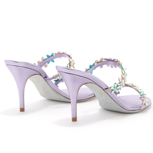 Sandali <span class=keywords><strong>con</strong></span> <span class=keywords><strong>Tacco</strong></span> Alto OEM in <span class=keywords><strong>Lilla</strong></span>, Mules Floreali <span class=keywords><strong>con</strong></span> Strass e <span class=keywords><strong>Tacco</strong></span> a Spillo per Donna, Vendita all'Ingrosso, Taglie Grandi - Product Image 3