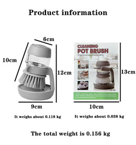 Brosse de nettoyage et de dégraissage pour cuisine, brosse de dégraissage à pression avec ajout automatique de liquide, brosse pour lave-vaisselle - Product Image 2