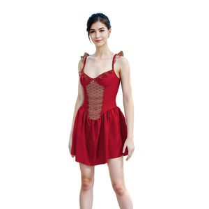 Pyjama de luxe en satin respirant et lisse pour femme, <span class=keywords><strong>robe</strong></span> de chambre florale en soie avec broderie en dentelle, col en V, longueur genou, <span class=keywords><strong>corset</strong></span> transparent pour le printemps - Product Image 5