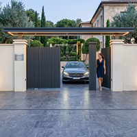 Portail battant automatique moderne et minimaliste pour maison, villa, cours – Porte d'entrée intelligente électrique antivol en alliage d'aluminium