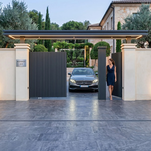 Portail battant automatique moderne et minimaliste pour maison, villa, cours – Porte d'entrée intelligente électrique antivol en alliage d'aluminium - Product Image 3