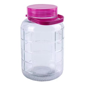 Conteneur en verre de 5 gallons à large ouverture pour cornichons, grand carboy en verre, fermentateur pour brassage maison, vin rouge, vin de prune avec couvercle à poignée - Product Image 1