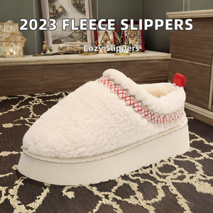 Mocassins Mao Mao pour femmes 2026, style coréen, à semelle épaisse, bout fermé, doublure polaire, dessus en coton, décontractés, mi-hauts pour l'hiver, semelle extérieure en EVA - Product Image 2