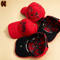 Casquette de baseball graffiti avec motif X Eye Smile, cloutée, style streetwear, doublure bandana, vente en gros