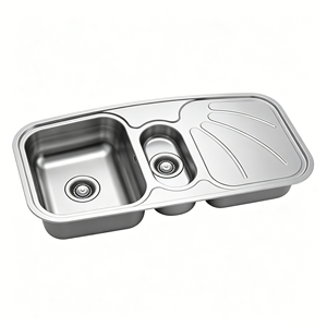 Fregadero de cocina de doble cubeta 70/30 de acero inoxidable SUS304 de grado alimenticio, acabado mate cepillado, empotrado bajo encimera, con ventilador de drenaje - Product Image 2