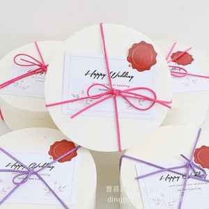 Bamboo Round Wedding <b>Gift</b> <b>Box</b> With Card And Cosmetics <b>For</b> Bridal Party Handmade <b>Gift</b> Packaging - Product Image 2