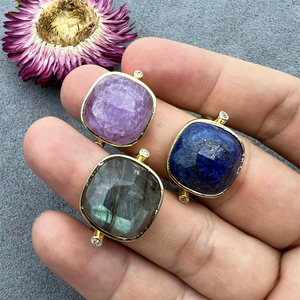 Großhandel Boho verstellbarer Statement-<span class=keywords><strong>Ring</strong></span> für Männer New Natural Big Size Labradorite Amethyst Lapislazuli Stones <span class=keywords><strong>Gold</strong></span> Fashion <span class=keywords><strong>Ring</strong></span> - Product Image 2