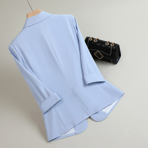 Women's Black Blazer Three Quarter Sleeve Slim Fit Elegant Casual Spring Summer 2026 Style Cross Border Ecommerce Item - Product Image 3