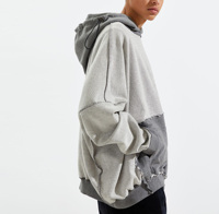 Sweat à capuche oversize en coton épais brodé pour homme, style streetwear, avec poche et coutures inversées, style hip-hop