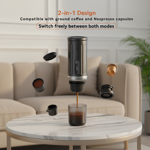 Regalo Promocional, Cafetera Portátil USB de Aluminio 2 en 1 para Espresso/Cappuccino Frío y Caliente, Cafetera de Viaje Controlada por Aplicación - Product Image 1