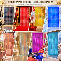 Rideau de franges holographique carré en feuille métallique 1x2M, rideau de pluie irisé en guirlandes métalliques, double/triple couleur, pour décoration de fête