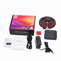 Bande lumineuse LED Tuya Smart TV avec synchronisation HDMI2.0 RGB, lumière ambiante, contrôle par application, variateur d'intensité, boîtier de synchronisation pour téléviseurs de 24 à 120 pouces, style Ambilight