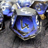 Kustom Hijau & transparan hitam cair inti DND Set dadu 7-Piece tepi tajam Resin dadu RPG untuk penjara & Dragons-Liquid11