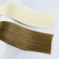 Extensions de cheveux humains de qualité supérieure, brun blond, texture russe soyeuse et droite, pointe en kératine