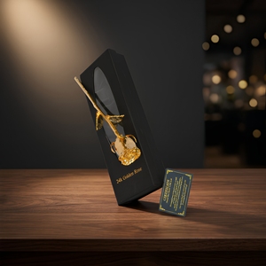 R.K. INTERNATIONAL กล่องของขวัญหรูหราทันสมัย ประดับด้วยดอกกุหลาบแท้เคลือบทองคำ 24K พร้อมใบรับรอง สำหรับวันวาเลนไทน์และวันคริสต์มาส - Product Image 4