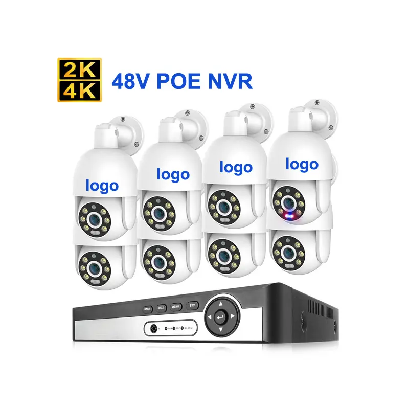 Hot Selling 4K 8Ch Poe Bewakingscamera 8Mp Smart Ai Ptz Smart Bewegingsdetectie Camera Surveillance 48V poe Nvr Kit