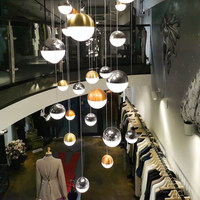 Lustre en cristal LED avec grande et longue boule suspendue Lampe suspendue en verre Foyer Cage d'escalier Plafond Fournisseur