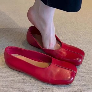 Zapatos Casuales de Mujer Estilo Ballet, Planos, Cómodos y Versátiles, con Punta Cuadrada y Diseño Minimalista en Cuero Genuino Retro 2026 - Product Image 2