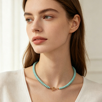 TeoWaki Böhmische Chalcedon-Perlenkette für Damen, Granat-Abacus-Perlenkette, Sommerurlaub, Strand, Alltagsschmuck