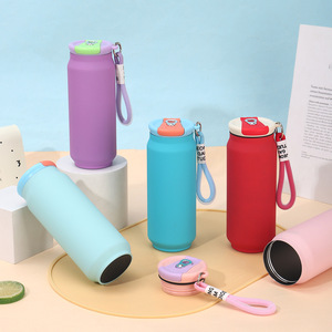 Nouvelle tasse isotherme en acier inoxydable 304, portable pour l'extérieur, avec corde de transport, couleur unie, pour la maison, gobelets à eau droits - Product Image 1